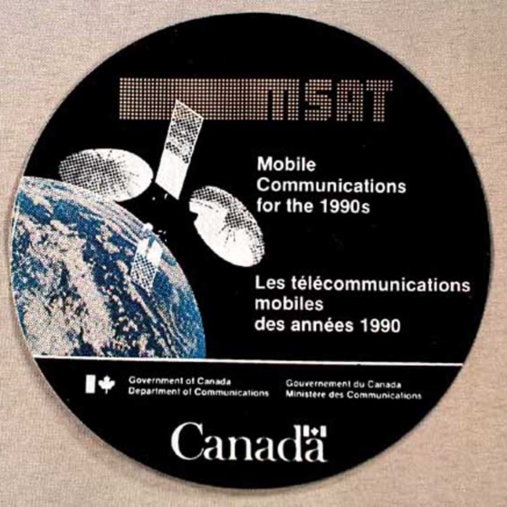 M-SAT SATELLITE 1990 LAUNCH STICKER, MOBILE COMMUNICATIONS SATELLITE CANADA,